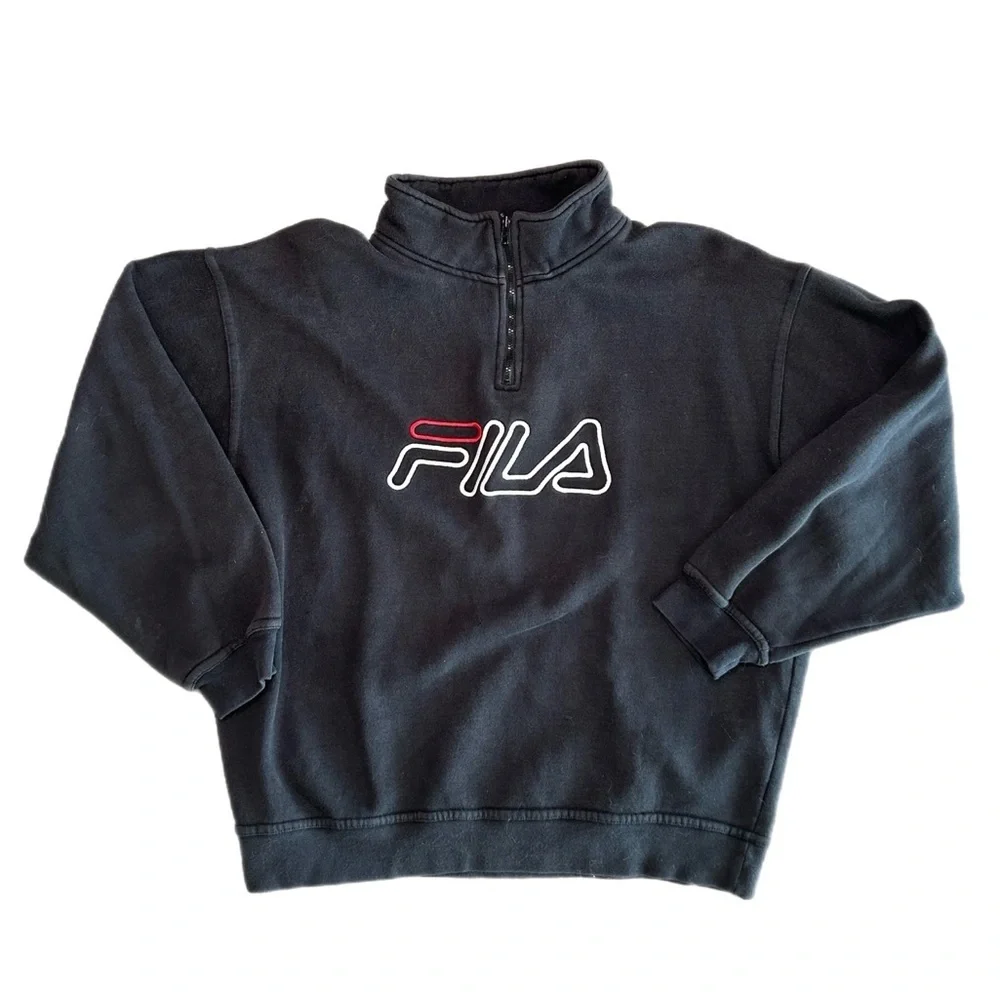 Vintage FILA Black Zip-Up Sweater